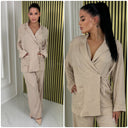 Wrapped Tie Top Pocket Detail Wide Leg Set