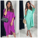 V Neck Wrapped Oversized Dress Mid Split