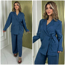 Wrapped Tie Top Pocket Detail Wide Leg Set