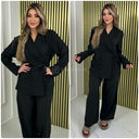 Wrapped Tie Top Pocket Detail Wide Leg Set
