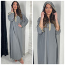 Golden Embroidery Wrist Hoodie Neck Abaya Super Oversized