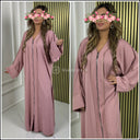 Zipper Abaya Golden Seam Detail