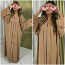 Zipper Abaya Golden Seam Detail