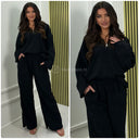 Zipper Corduroy Wide Leg Set
